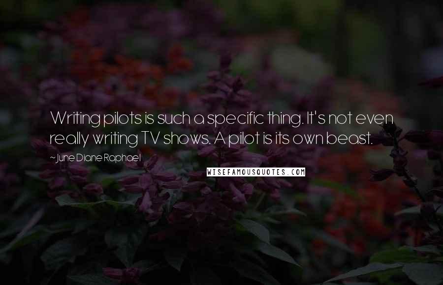 June Diane Raphael Quotes: Writing pilots is such a specific thing. It's not even really writing TV shows. A pilot is its own beast.