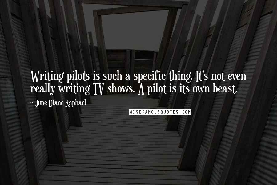 June Diane Raphael Quotes: Writing pilots is such a specific thing. It's not even really writing TV shows. A pilot is its own beast.