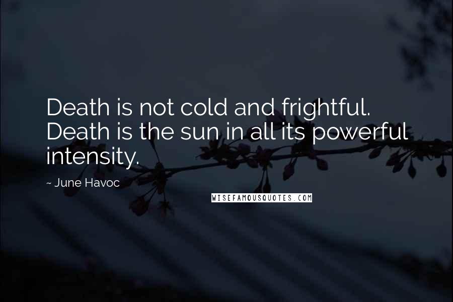 June Havoc Quotes: Death is not cold and frightful. Death is the sun in all its powerful intensity.