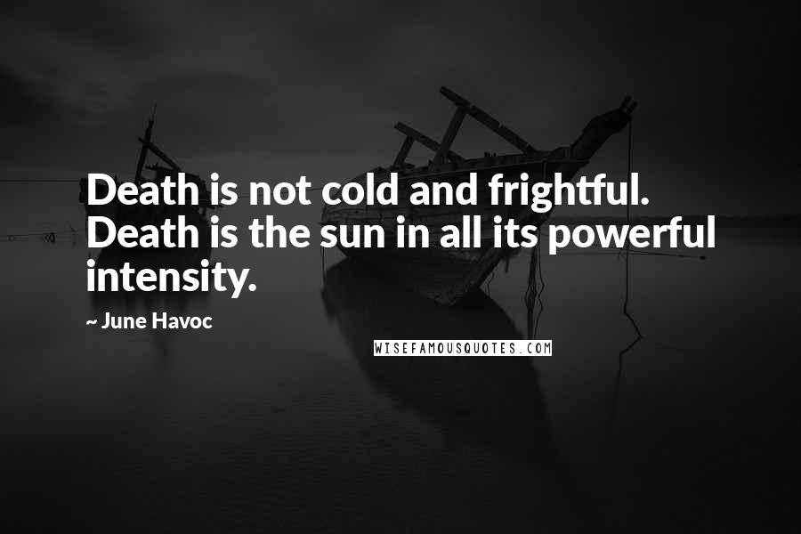 June Havoc Quotes: Death is not cold and frightful. Death is the sun in all its powerful intensity.