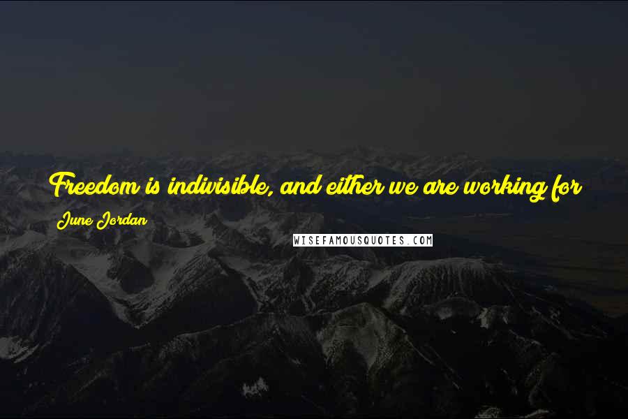 June Jordan Quotes: Freedom is indivisible, and either we are working for freedom or you are working for the sake of your self-interests and I am working for mine.