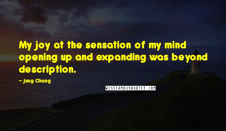 Jung Chang Quotes: My joy at the sensation of my mind opening up and expanding was beyond description.