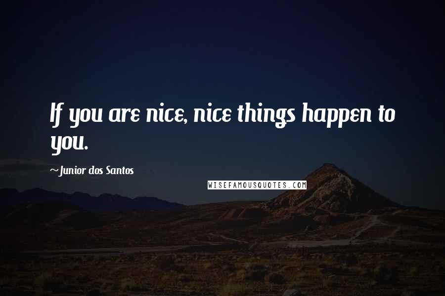 Junior Dos Santos Quotes: If you are nice, nice things happen to you.