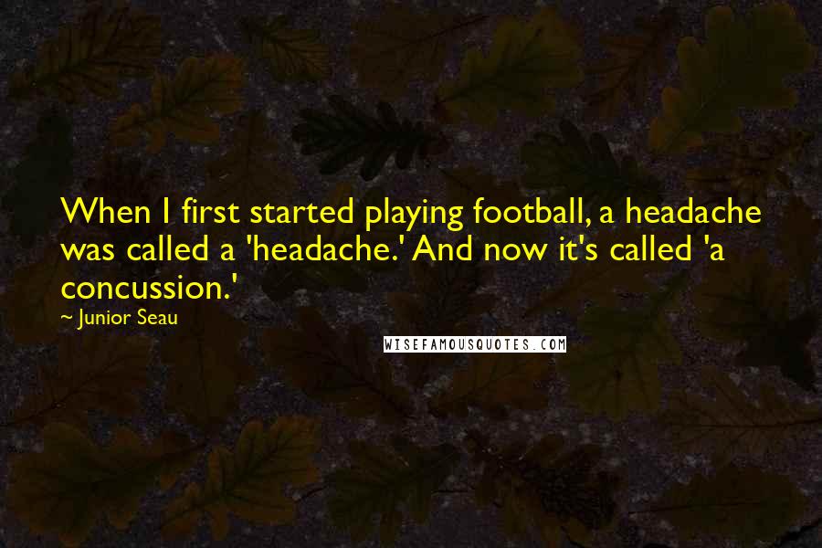 Junior Seau Quotes: When I first started playing football, a headache was called a 'headache.' And now it's called 'a concussion.'