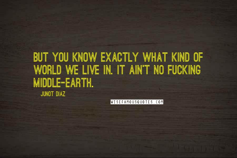 Junot Diaz Quotes: But you know exactly what kind of world we live in. It ain't no fucking Middle-earth.