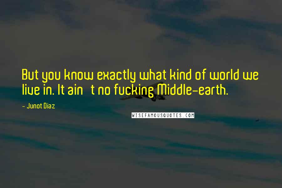 Junot Diaz Quotes: But you know exactly what kind of world we live in. It ain't no fucking Middle-earth.