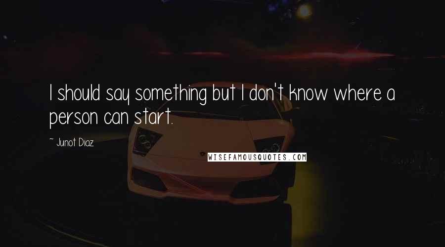 Junot Diaz Quotes: I should say something but I don't know where a person can start.