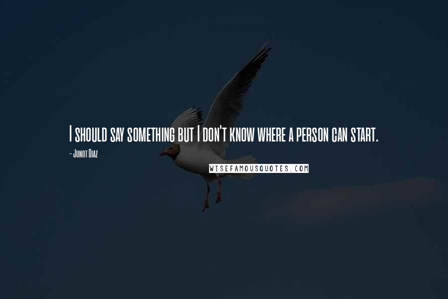 Junot Diaz Quotes: I should say something but I don't know where a person can start.