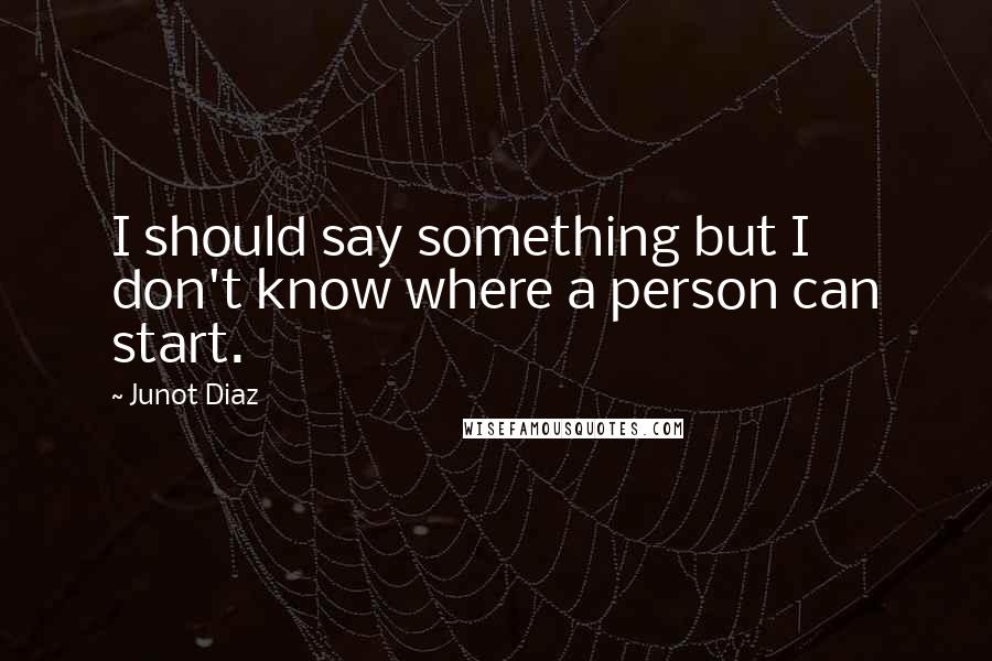 Junot Diaz Quotes: I should say something but I don't know where a person can start.