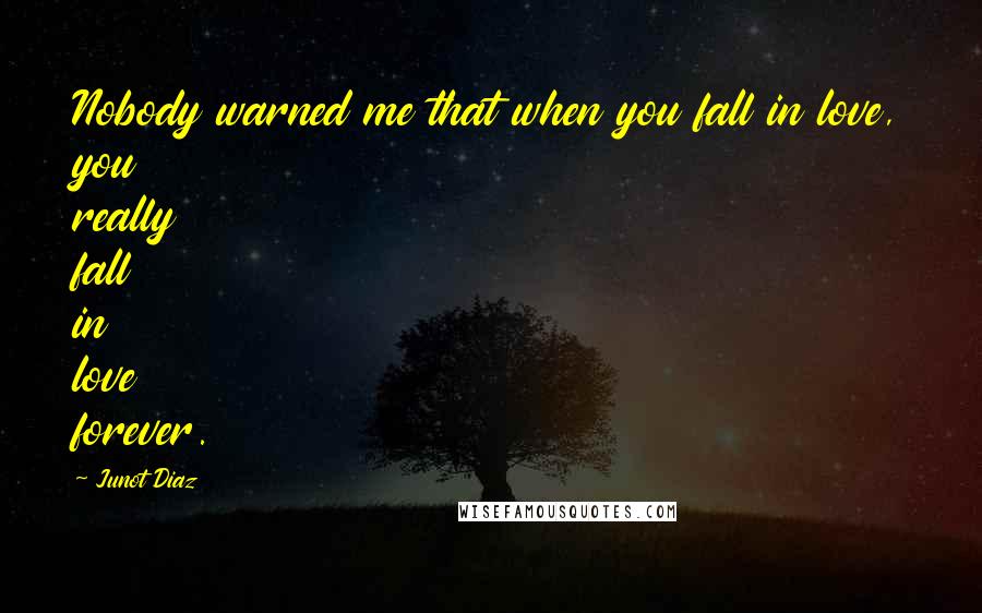 Junot Diaz Quotes: Nobody warned me that when you fall in love, you really fall in love forever.