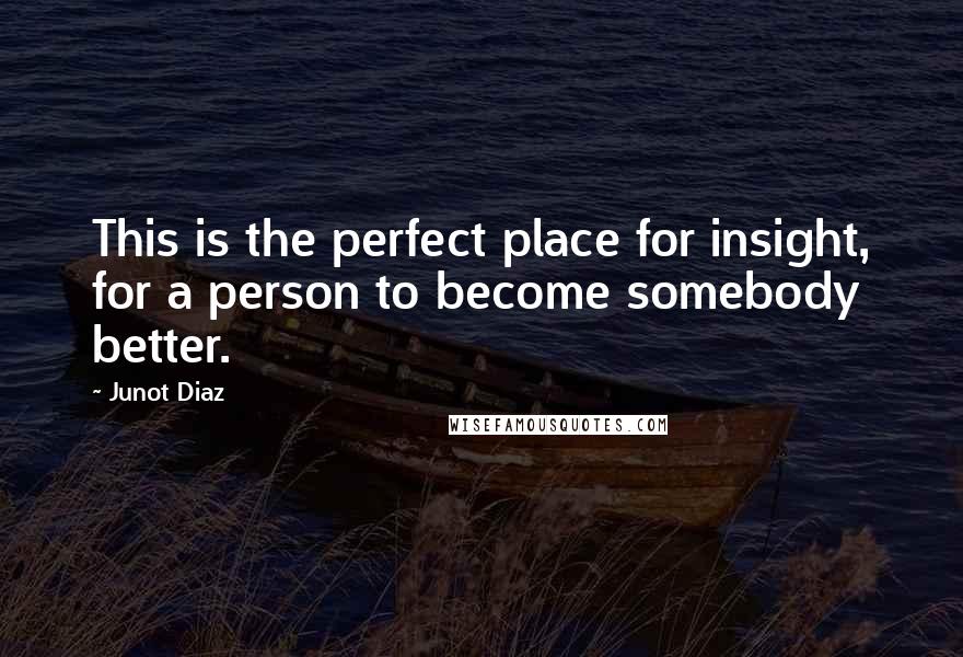 Junot Diaz Quotes: This is the perfect place for insight, for a person to become somebody better.