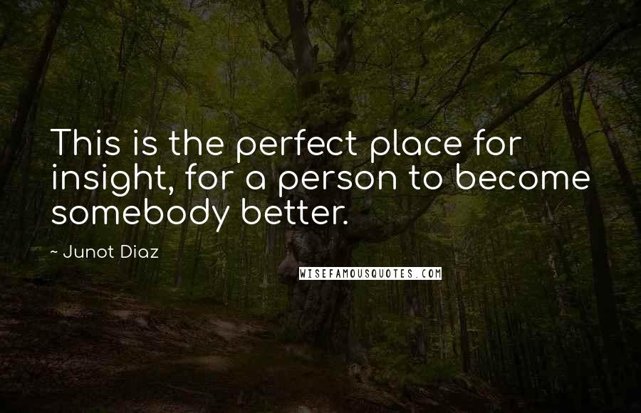 Junot Diaz Quotes: This is the perfect place for insight, for a person to become somebody better.