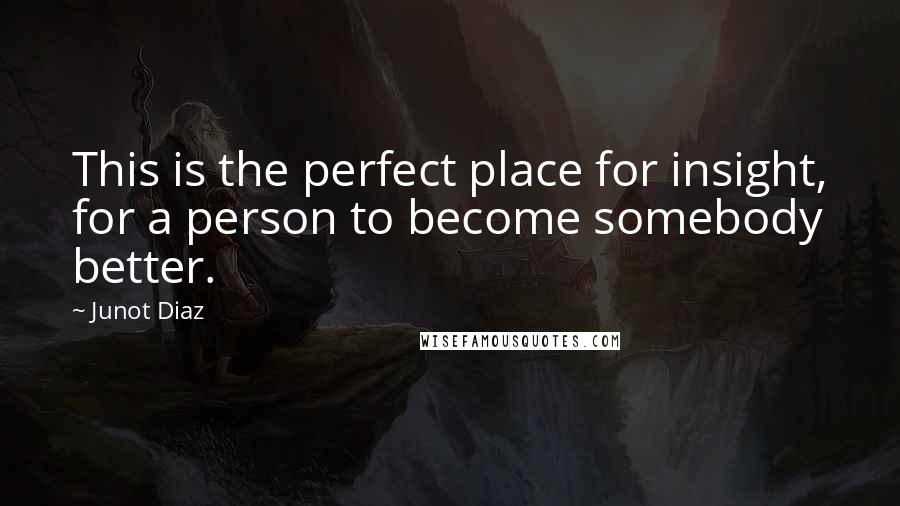 Junot Diaz Quotes: This is the perfect place for insight, for a person to become somebody better.
