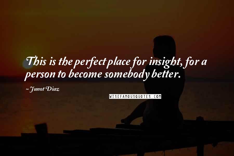 Junot Diaz Quotes: This is the perfect place for insight, for a person to become somebody better.