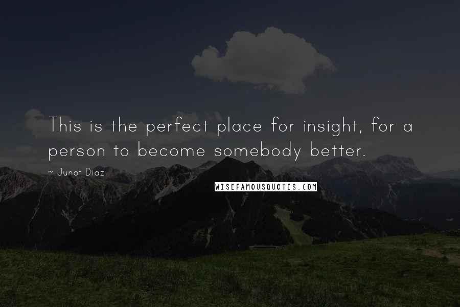 Junot Diaz Quotes: This is the perfect place for insight, for a person to become somebody better.