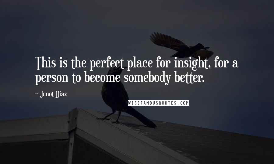 Junot Diaz Quotes: This is the perfect place for insight, for a person to become somebody better.