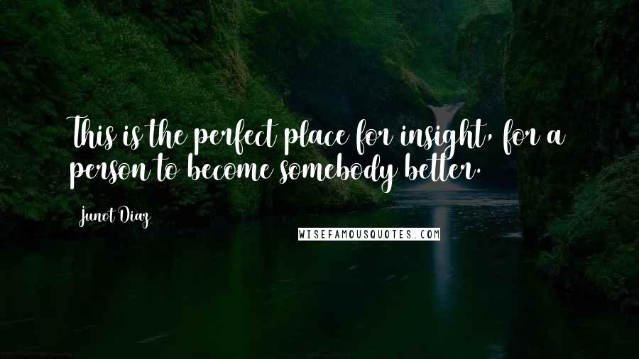 Junot Diaz Quotes: This is the perfect place for insight, for a person to become somebody better.