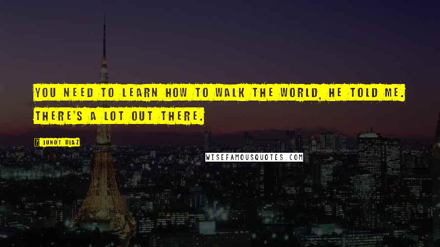 Junot Diaz Quotes: You need to learn how to walk the world, he told me. There's a lot out there.