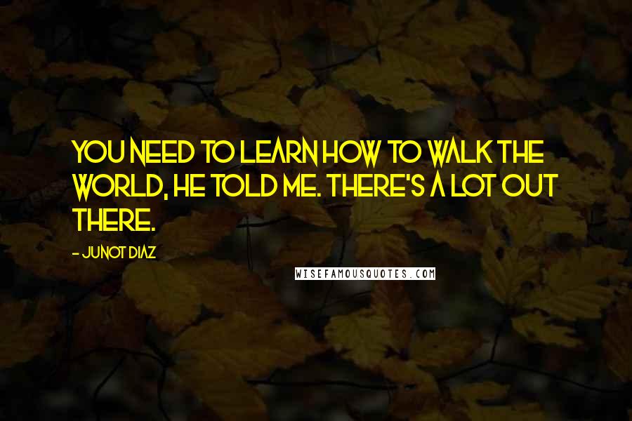 Junot Diaz Quotes: You need to learn how to walk the world, he told me. There's a lot out there.