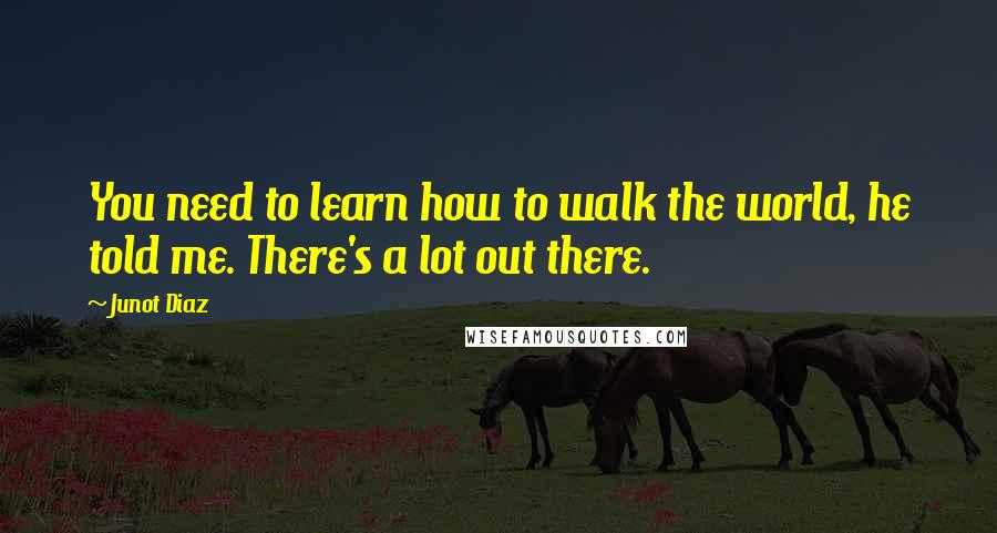 Junot Diaz Quotes: You need to learn how to walk the world, he told me. There's a lot out there.