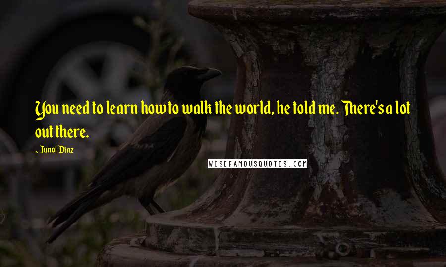 Junot Diaz Quotes: You need to learn how to walk the world, he told me. There's a lot out there.