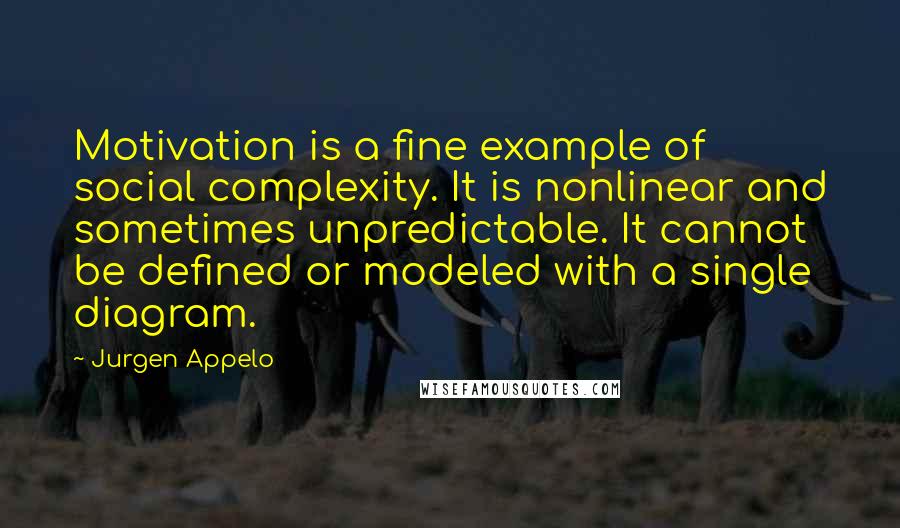 Jurgen Appelo Quotes: Motivation is a fine example of social complexity. It is nonlinear and sometimes unpredictable. It cannot be defined or modeled with a single diagram.