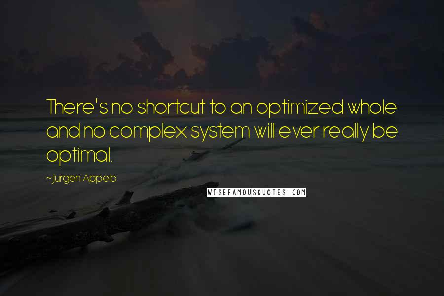 Jurgen Appelo Quotes: There's no shortcut to an optimized whole and no complex system will ever really be optimal.