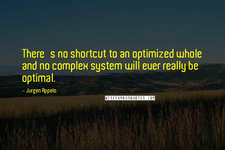 Jurgen Appelo Quotes: There's no shortcut to an optimized whole and no complex system will ever really be optimal.