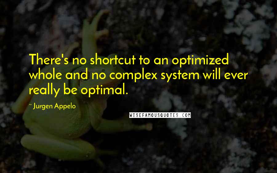Jurgen Appelo Quotes: There's no shortcut to an optimized whole and no complex system will ever really be optimal.