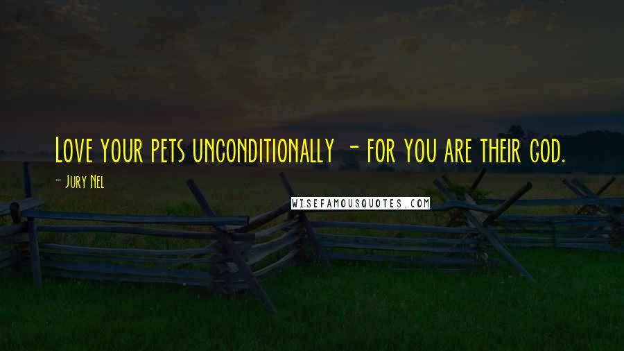 Jury Nel Quotes: Love your pets unconditionally - for you are their god.