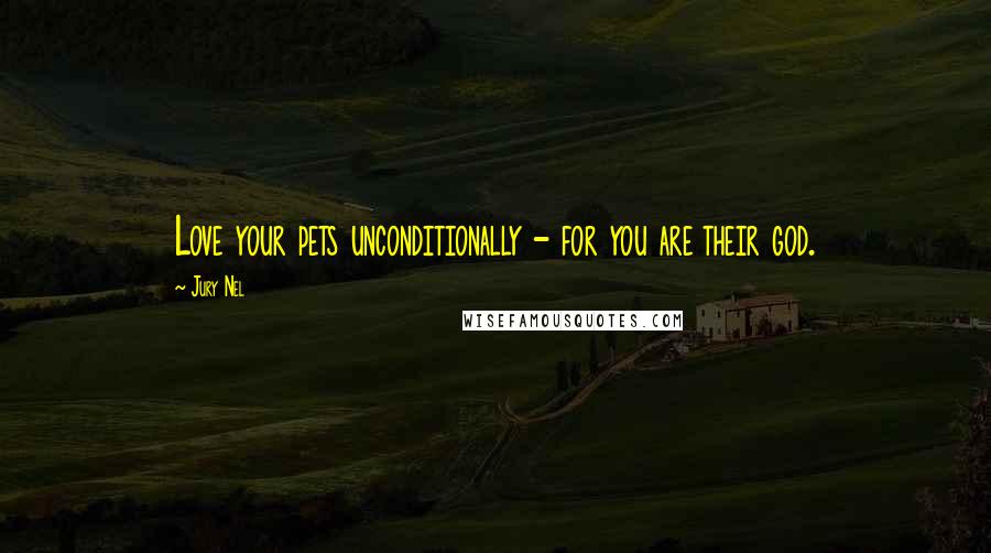Jury Nel Quotes: Love your pets unconditionally - for you are their god.