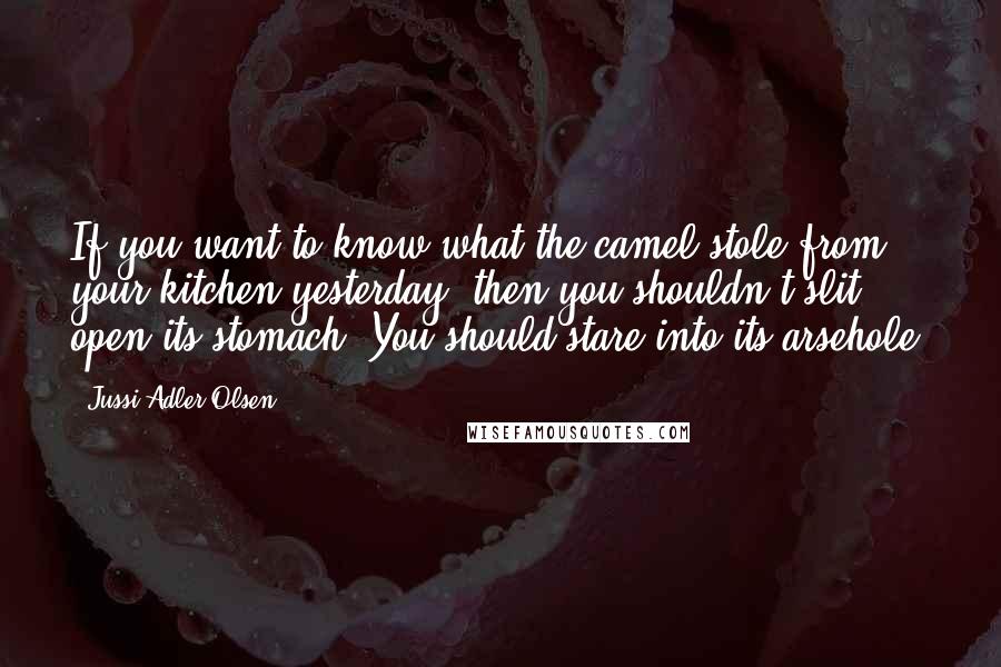 Jussi Adler-Olsen Quotes: If you want to know what the camel stole from your kitchen yesterday, then you shouldn;t slit open its stomach. You should stare into its arsehole.