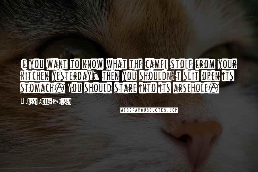 Jussi Adler-Olsen Quotes: If you want to know what the camel stole from your kitchen yesterday, then you shouldn;t slit open its stomach. You should stare into its arsehole.