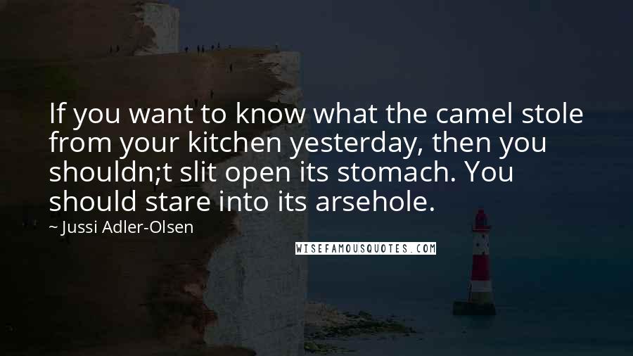 Jussi Adler-Olsen Quotes: If you want to know what the camel stole from your kitchen yesterday, then you shouldn;t slit open its stomach. You should stare into its arsehole.