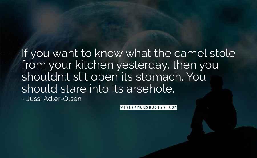 Jussi Adler-Olsen Quotes: If you want to know what the camel stole from your kitchen yesterday, then you shouldn;t slit open its stomach. You should stare into its arsehole.