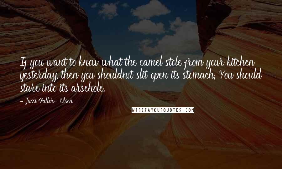 Jussi Adler-Olsen Quotes: If you want to know what the camel stole from your kitchen yesterday, then you shouldn;t slit open its stomach. You should stare into its arsehole.