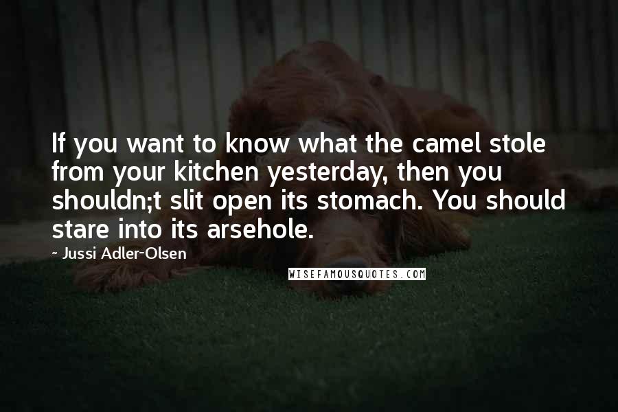 Jussi Adler-Olsen Quotes: If you want to know what the camel stole from your kitchen yesterday, then you shouldn;t slit open its stomach. You should stare into its arsehole.