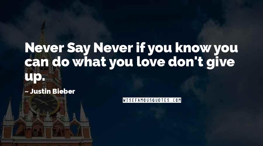 Justin Bieber Quotes: Never Say Never if you know you can do what you love don't give up.