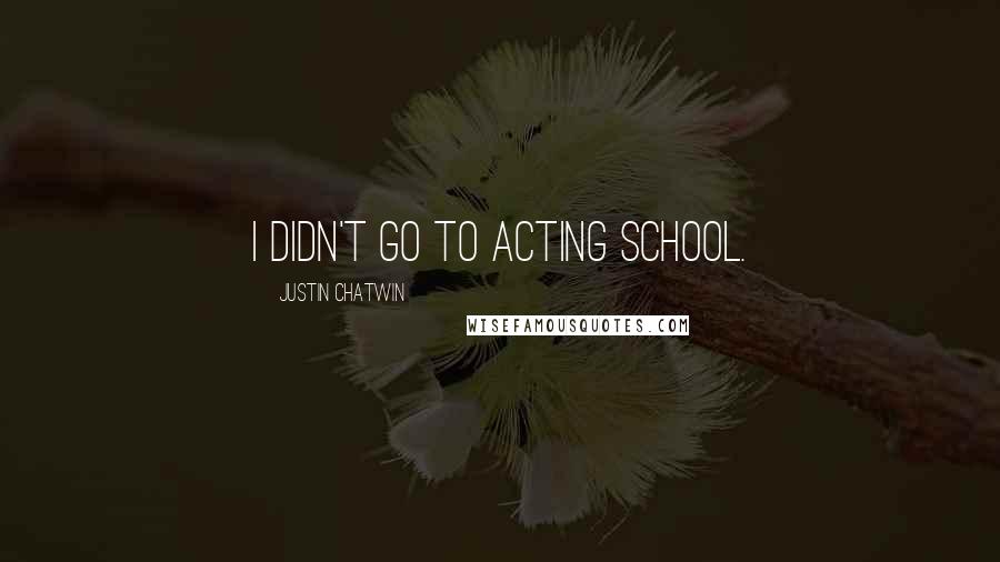 Justin Chatwin Quotes: I didn't go to acting school.