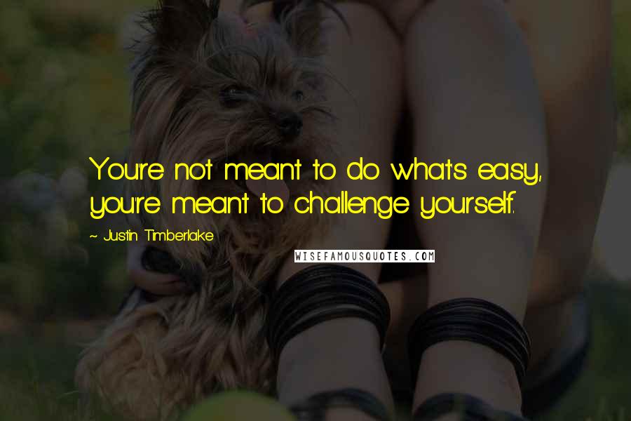 Justin Timberlake Quotes: You're not meant to do what's easy, you're meant to challenge yourself.