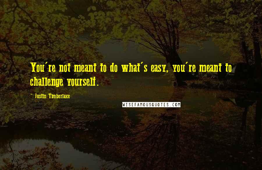 Justin Timberlake Quotes: You're not meant to do what's easy, you're meant to challenge yourself.