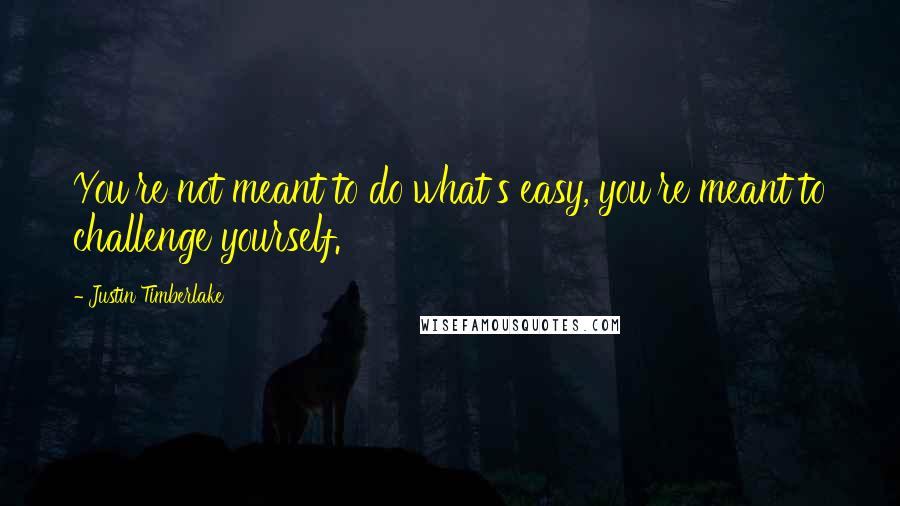 Justin Timberlake Quotes: You're not meant to do what's easy, you're meant to challenge yourself.