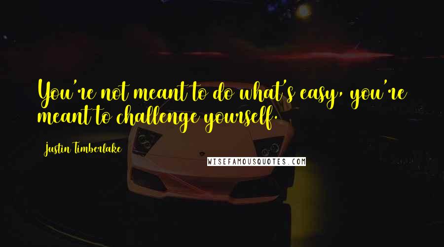 Justin Timberlake Quotes: You're not meant to do what's easy, you're meant to challenge yourself.