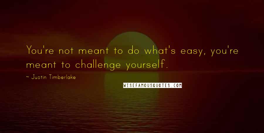 Justin Timberlake Quotes: You're not meant to do what's easy, you're meant to challenge yourself.