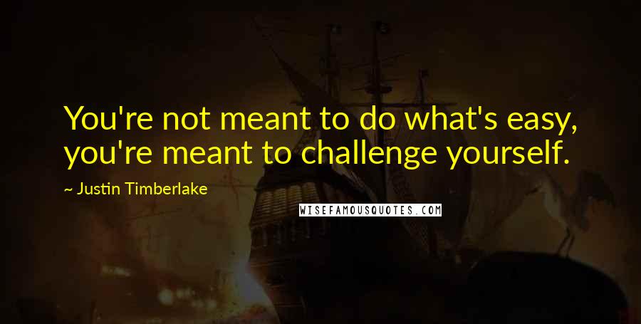 Justin Timberlake Quotes: You're not meant to do what's easy, you're meant to challenge yourself.