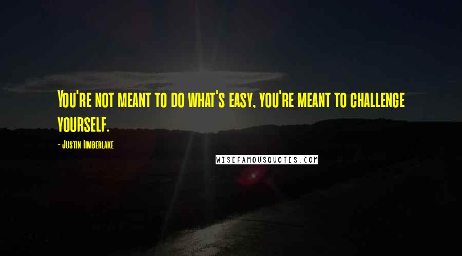 Justin Timberlake Quotes: You're not meant to do what's easy, you're meant to challenge yourself.