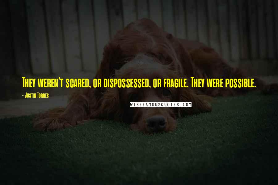 Justin Torres Quotes: They weren't scared, or dispossessed, or fragile. They were possible.