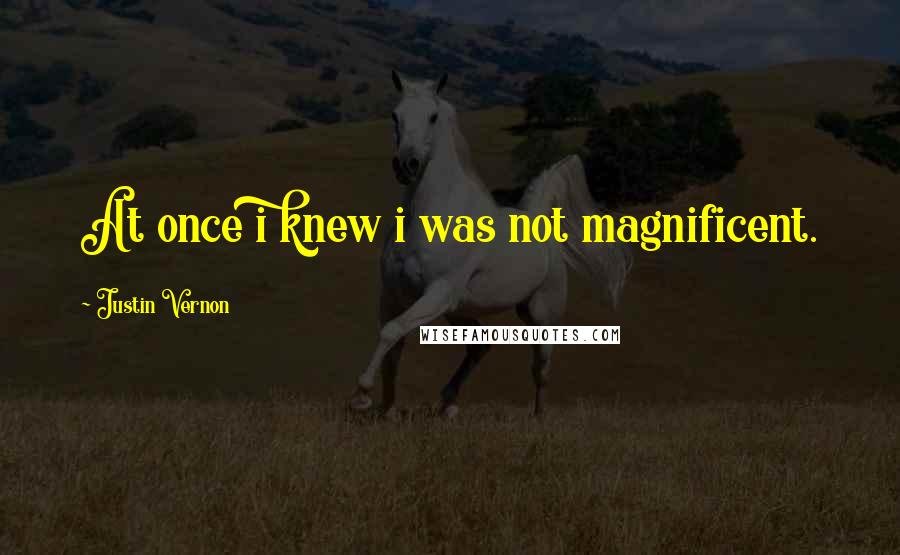 Justin Vernon Quotes: At once i knew i was not magnificent.