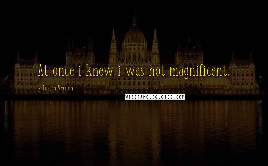 Justin Vernon Quotes: At once i knew i was not magnificent.