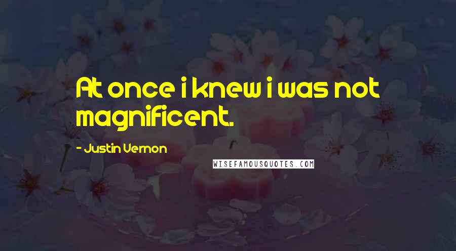 Justin Vernon Quotes: At once i knew i was not magnificent.